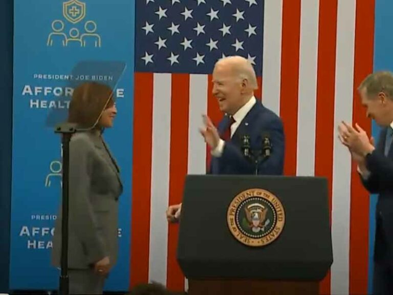 Joe biden startled to learn kamala harris was right next to him the whole time - photo licensed by shore news network.