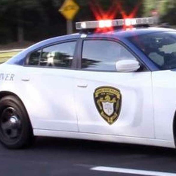 Downed utility pole shuts down eastbound lanes in toms river on route 571 - photo licensed by shore news network.