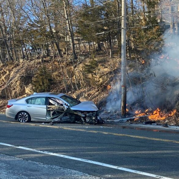Roadway reopens after vehicle crash causes closure and power outage - photo licensed by shore news network.