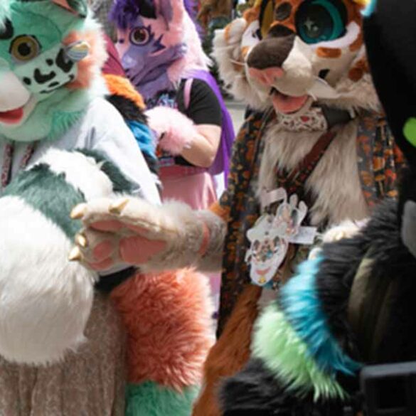Students protest against aggressive furries - photo licensed by shore news network.