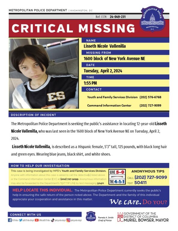 Search Underway for Missing 12-Year-Old Girl in D.C.