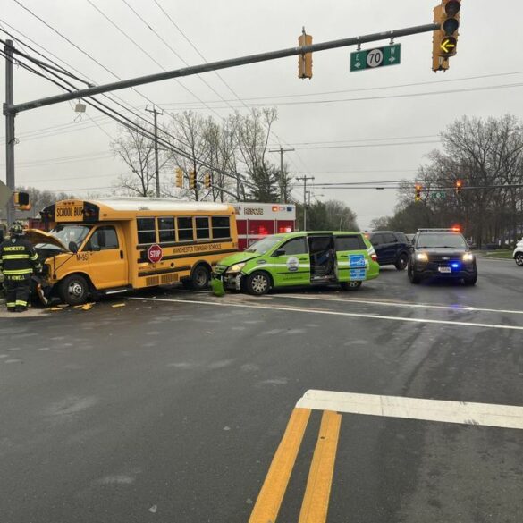 School bus and van collision in new jersey results in multiple injuries - photo licensed by shore news network.