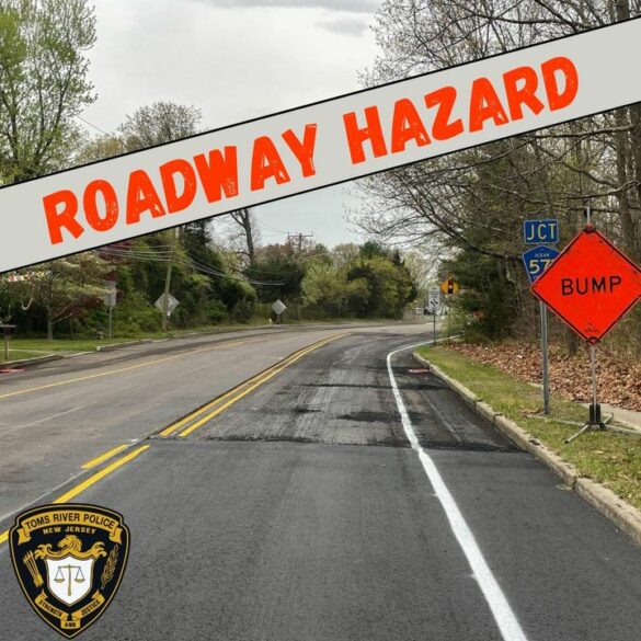 Toms river police warn residents of route 571 paving, roadway hazard - photo licensed by shore news network.