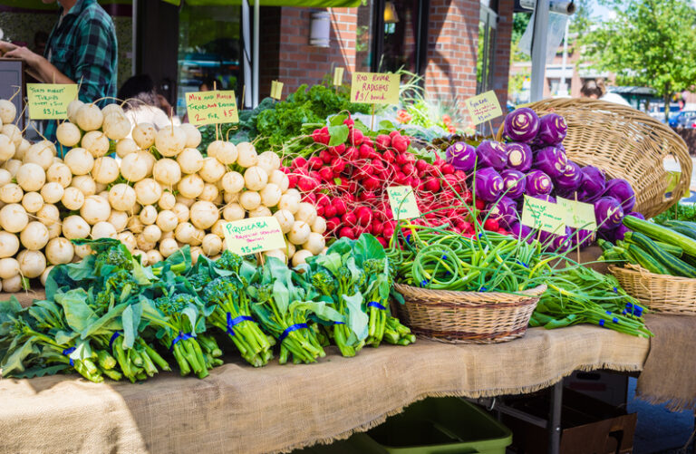 Vegetables at farmers market. Variety of vegetables being sold at the farmers market