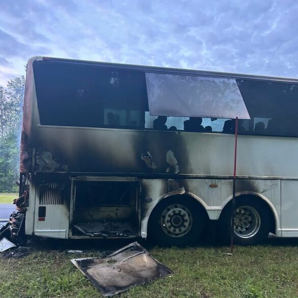 Passenger bus fire in baker county, minor injuries - photo licensed by shore news network.