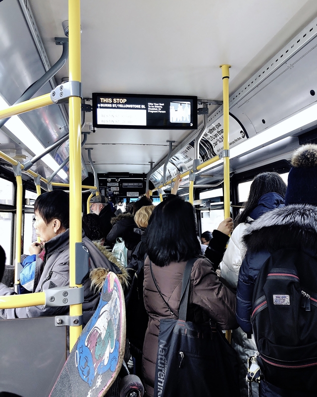 Passengers inside NYC MTA Bus