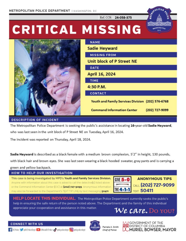 Urgent Search for Missing 16-Year-Old Girl in D.C. Urgent Search for Missing 16-Year-Old Girl in D.C.