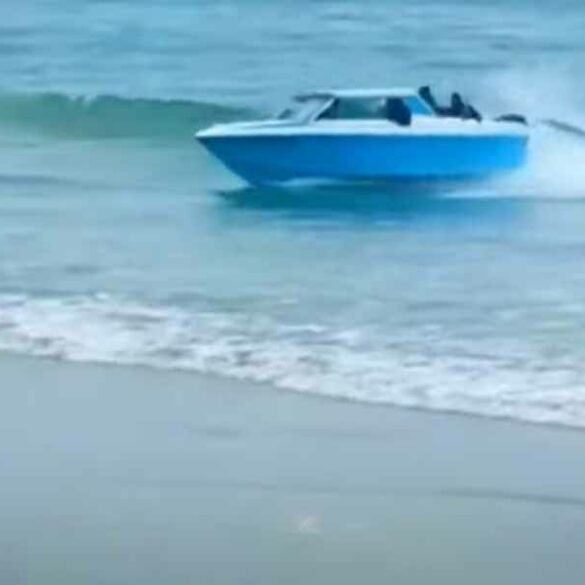Migrants storm california beach town in speeding boat - photo licensed by shore news network.