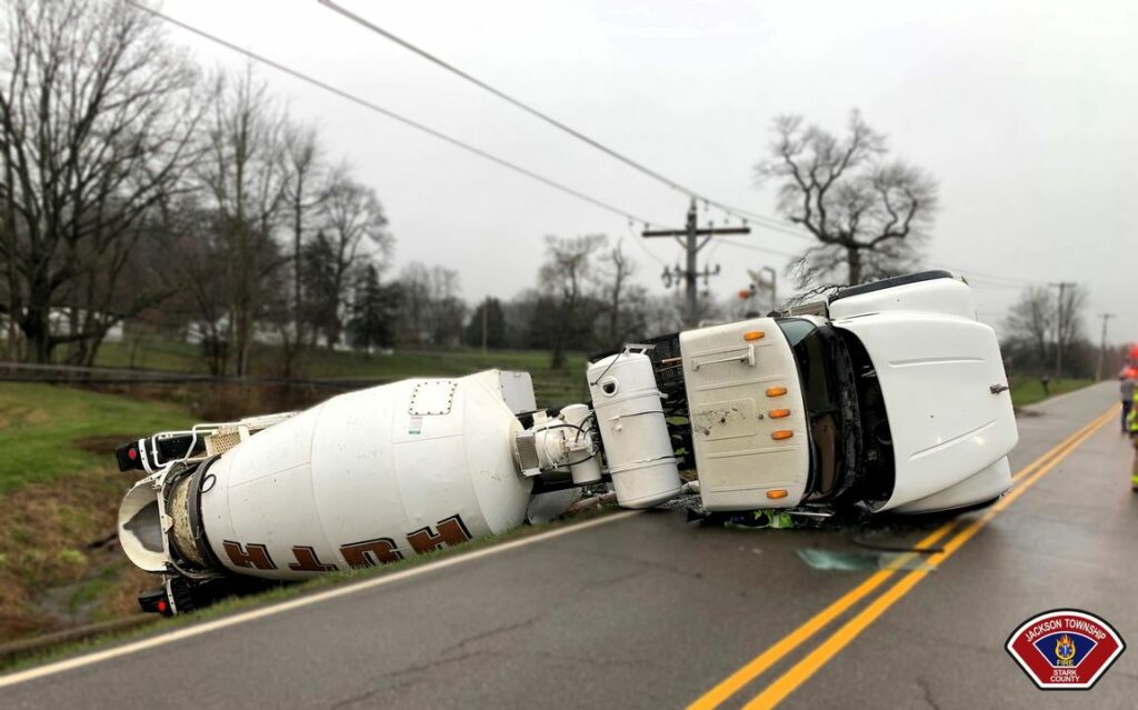 Cement Truck Crash Halts Traffic in Jackson Township