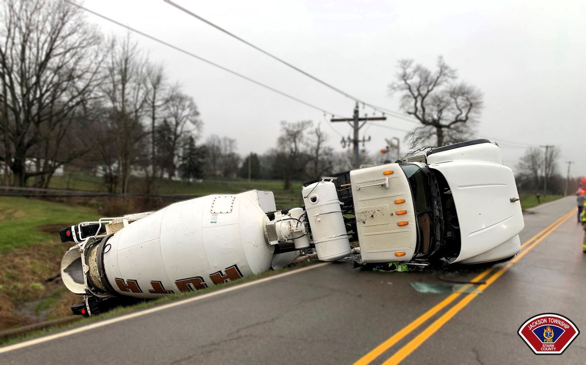 Cement Truck Crash Halts Traffic in Jackson Township