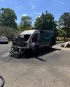 Fire engulfs amazon delivery van in manchester