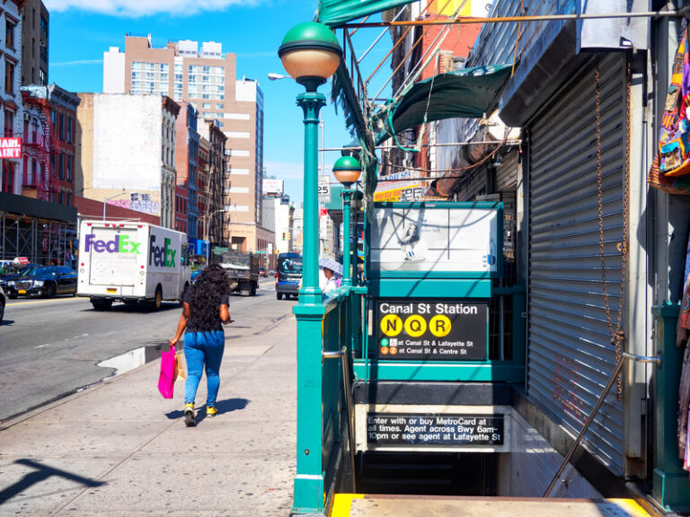 Entrance to Canal Street subway station at Chinatown in New York City