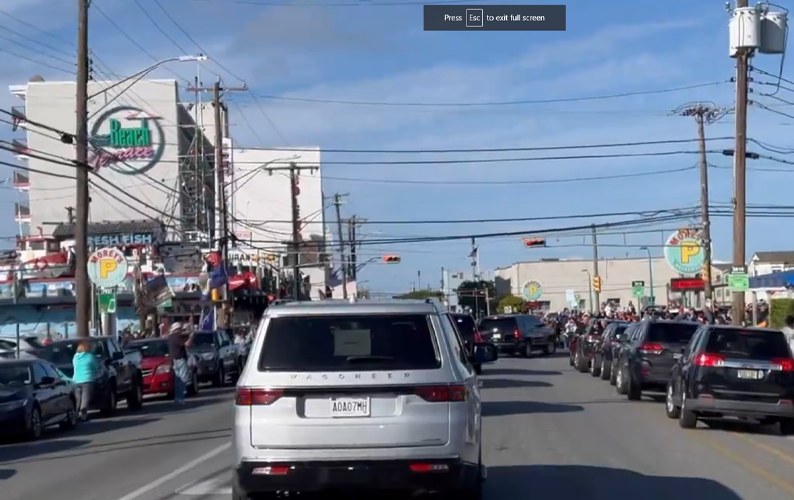 Huge Crowds Line Wildwood Streets as President Trump Heads to Rally