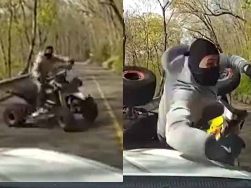 Watch: Cop Stops Illegal ATV Rider From Injuring Families Walking Along Park Path