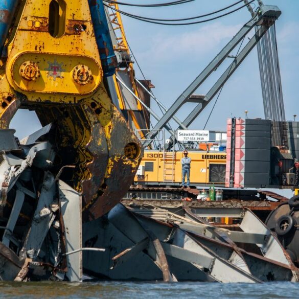 Explosives added to arsenal of key bridge demolition tools - photo licensed by shore news network.