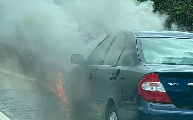 Car Fire on Route 9 Quickly Extinguished, No Injuries Reported