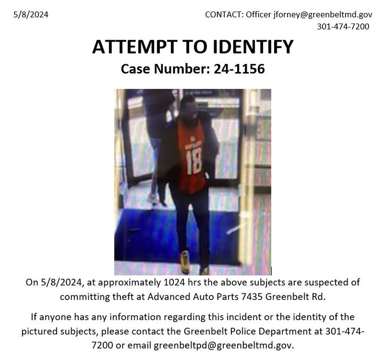 Advanced Auto Parts Shoplifter Sought in Greenbelt