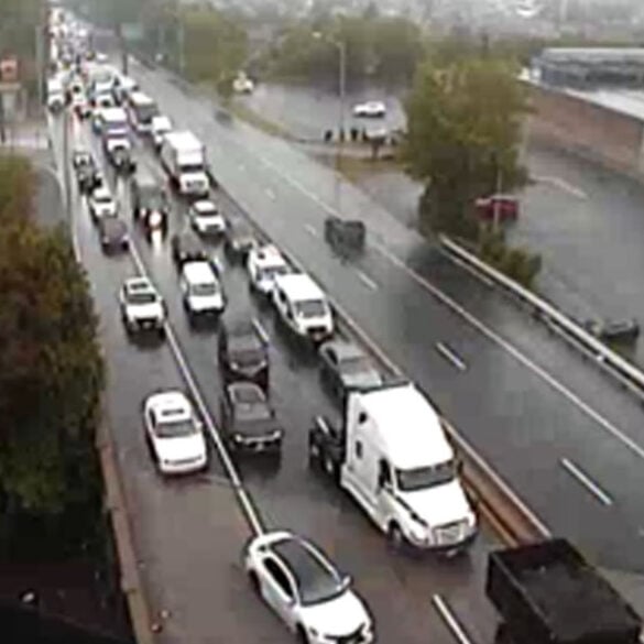 Traffic backed up with over one hour delay at george washington bridge - photo licensed by shore news network.