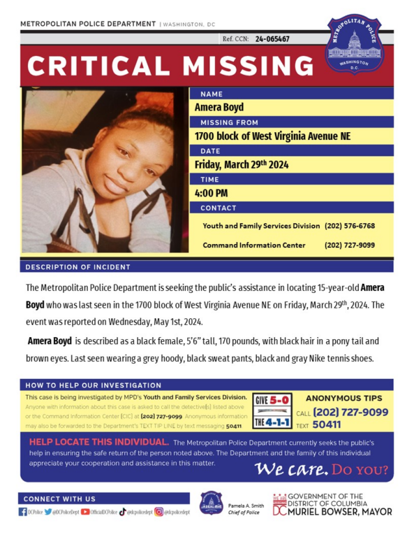 Police Search for Missing 15-Year-Old Girl In D.C. Police Search for Missing 15-Year-Old Girl In D.C.
