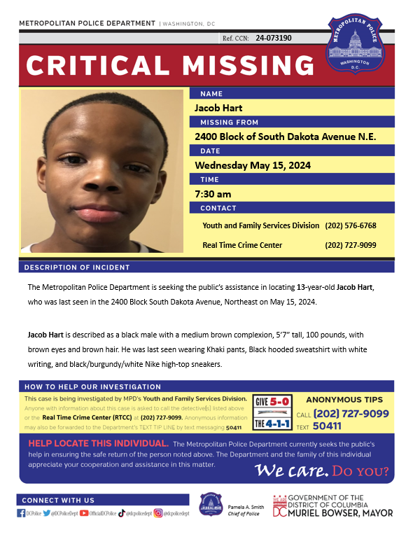13-Year-Old in Reported Missing In D.C. 13-Year-Old in Reported Missing In D.C.