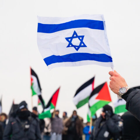 Brooklyn pro-palestine protester arrested for attack on jewish man carrying israeli flag - photo licensed by shore news network.