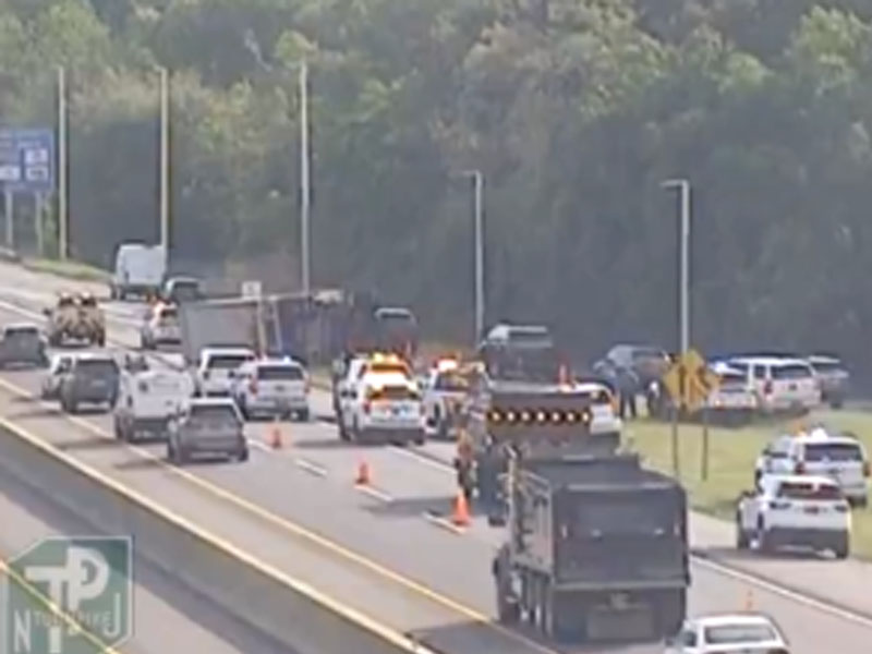 Overturned Tractor Trailer Causes Delays on NJ Turnpike