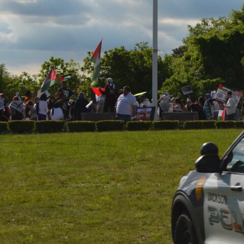 Pro-palestine protesters takeover hallowed ground of new jersey war and veterans memorial - photo licensed by shore news network.