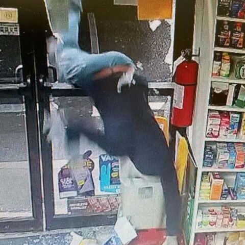Suspect smashed through kwik mart door saturday morning - photo licensed by shore news network.