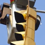 A traffic light being repaired. File Photo