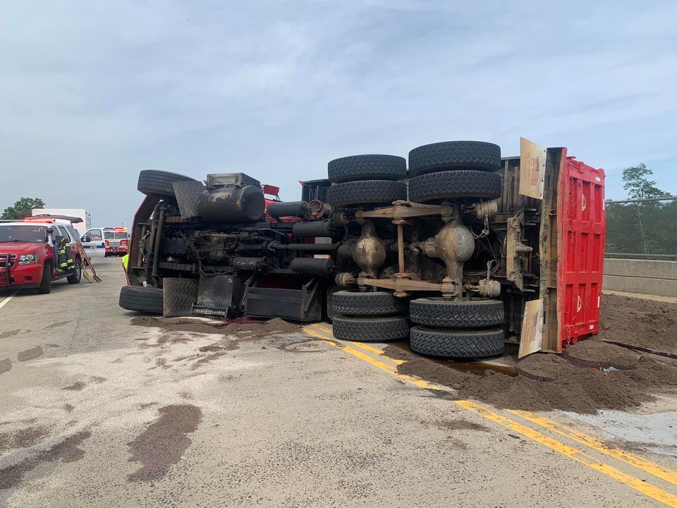 Overturned Dump Truck Shuts Down Tinton Avenue