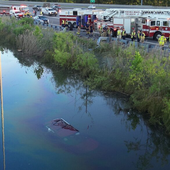 Woman who drove off virginia highway into water issued reckless driving citation - photo licensed by shore news network.