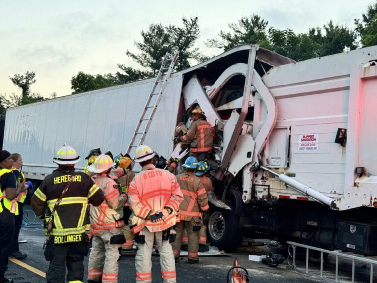 Garbage truck crashes into tractor trailer on i-83 - photo licensed by shore news network.
