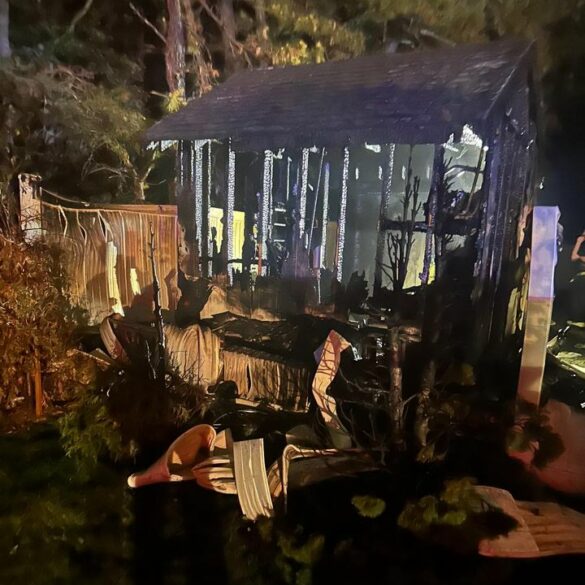 Manchester township police respond to shed fire on riverside drive - photo licensed by shore news network.