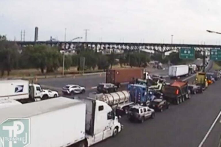 Crash and fuel spill causing major delays on route 1 & 9 truck route in north jersey - photo licensed by shore news network.