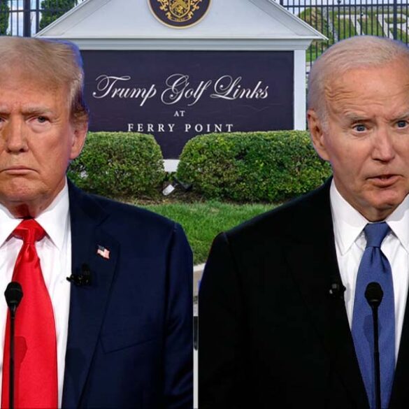 Trump and biden spar over who has better golf game at presidential debate - photo licensed by shore news network.