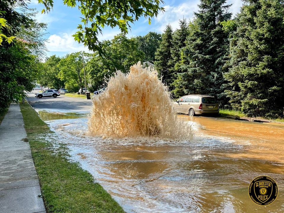 Water Main Break Disrupts Traffic in Erial, Gloucester Township
