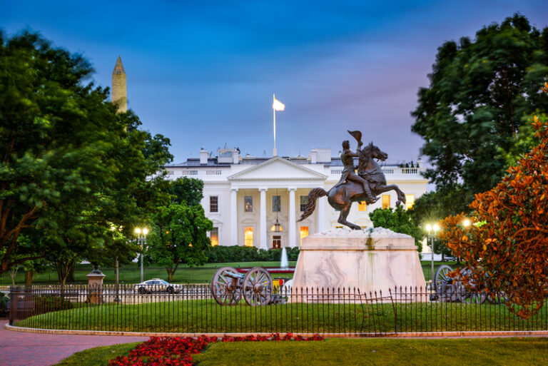 Police and secret service agents overrun by palestinian protesters outside white house - photo licensed by shore news network.
