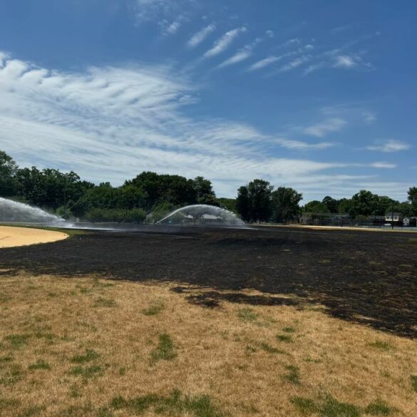 Cherry hill fire department responds to brush fire at local high school - photo licensed by shore news network.