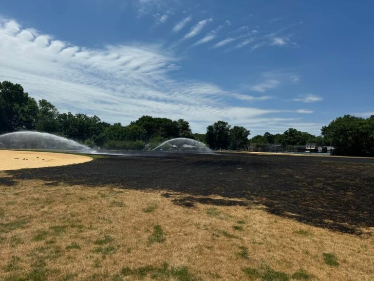 Cherry hill fire department responds to brush fire at local high school - photo licensed by shore news network.