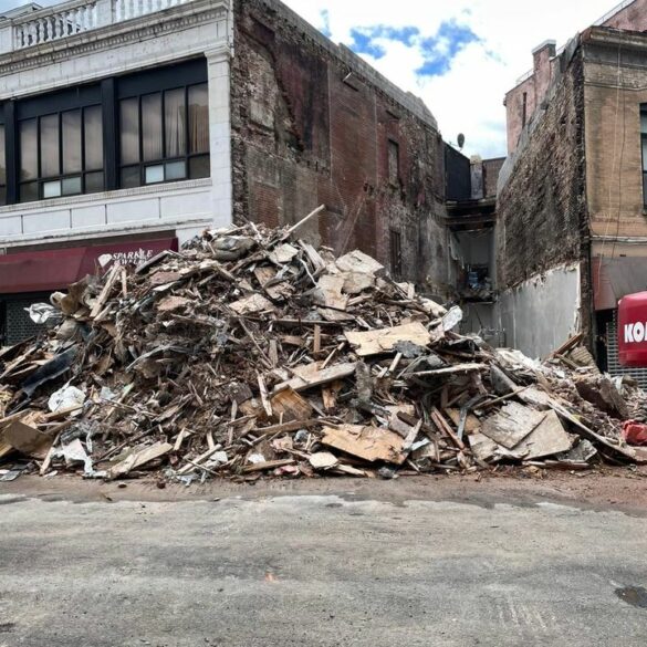 Continued road closure in yonkers as collapsed building cleanup continues - photo licensed by shore news network.