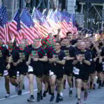 Tunnel to Towers memorial run. Members of the United States Army taking part in the annual Stephen Siller Tunnel to Towers race honoring first responders and the military in Lower Manhattan.