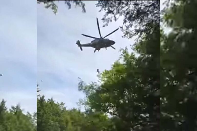 Maryland state police helicopter makes aerial rescue of injured hiker - photo licensed by shore news network.
