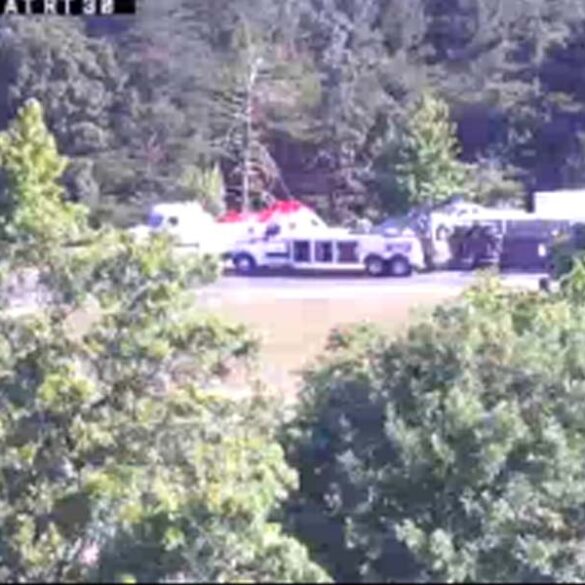 Overturned tractor trailer causing delays on white horse pike - photo licensed by shore news network.