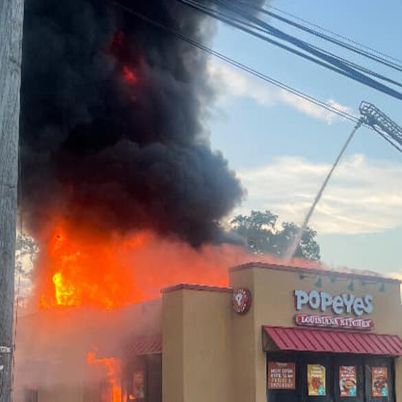 Fire engulfs popeyes restaurant in eatontown - photo licensed by shore news network.