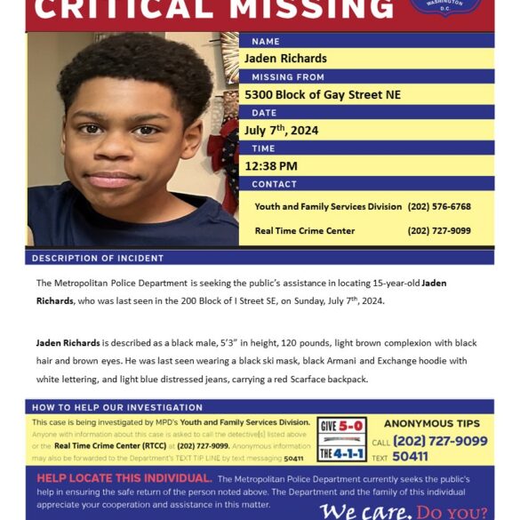 Urgent search for missing 15-year-old in d. C. - photo licensed by shore news network.