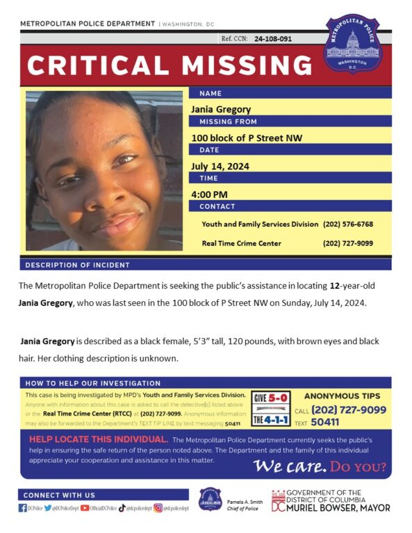 12-Year-Old Girl Vanishes in D.C.