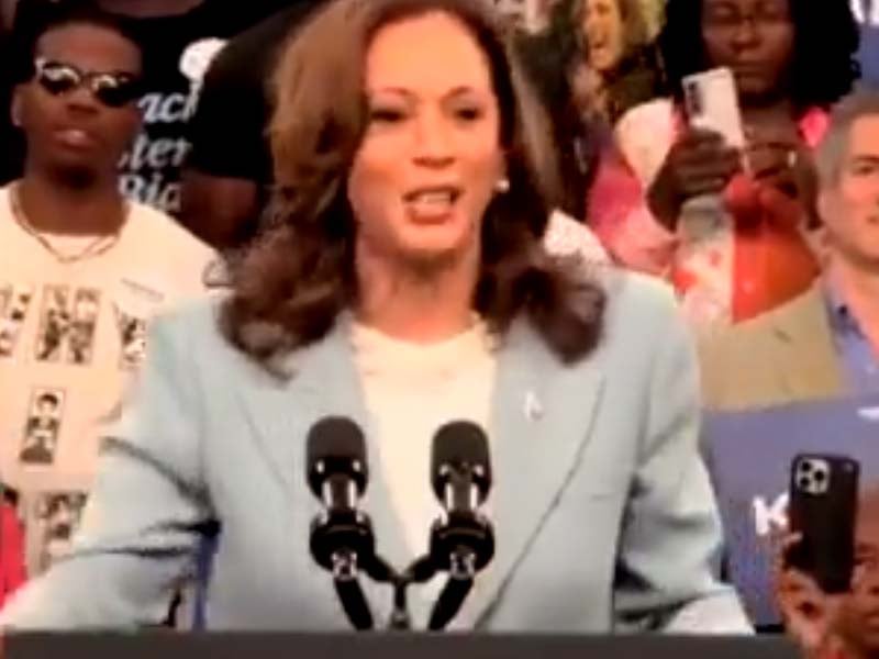 Kamala Harris tells of how her grandma used to go village to village in India with a bullhorn to educate women about abortions