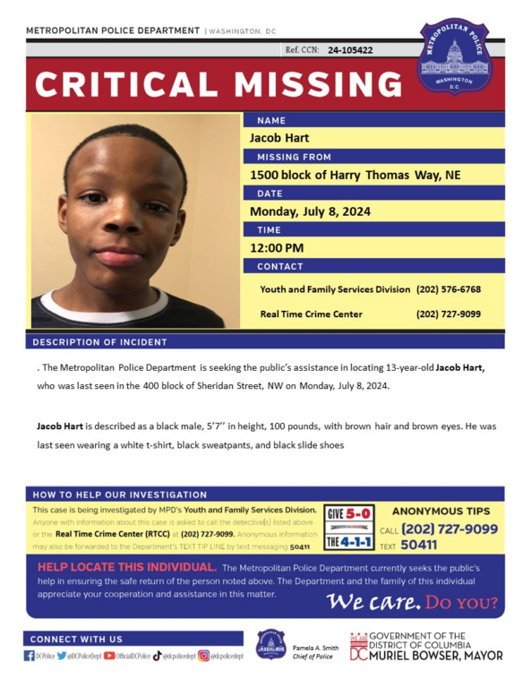 13-Year-Old Boy Missing in D.C. 13-Year-Old Boy Missing in D.C.