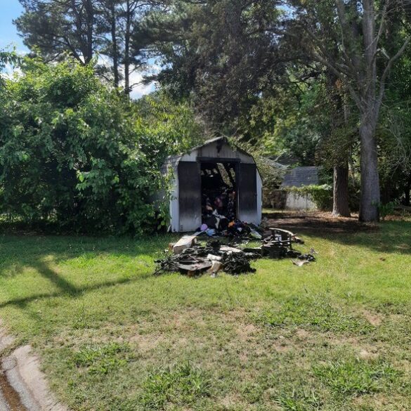 Police say shed fire intentionally set by two juveniles - photo licensed by shore news network.