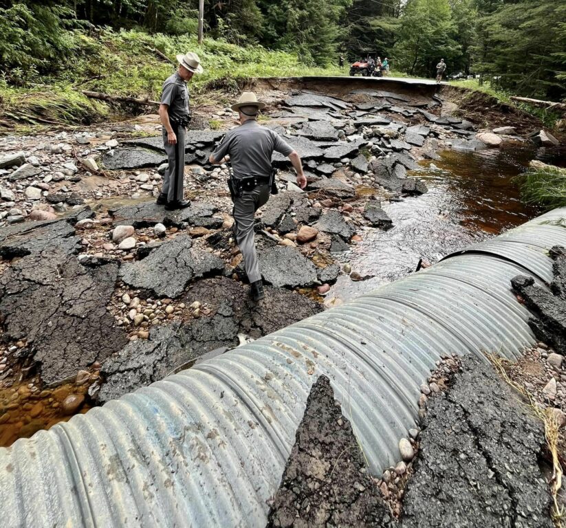 Storm Washes Out Road in New York State Storm Washes Out Road in New York State